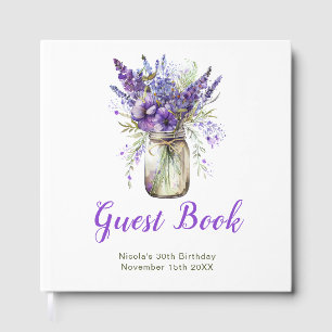 Lavender Mason Jar Birthday Party Guest Book