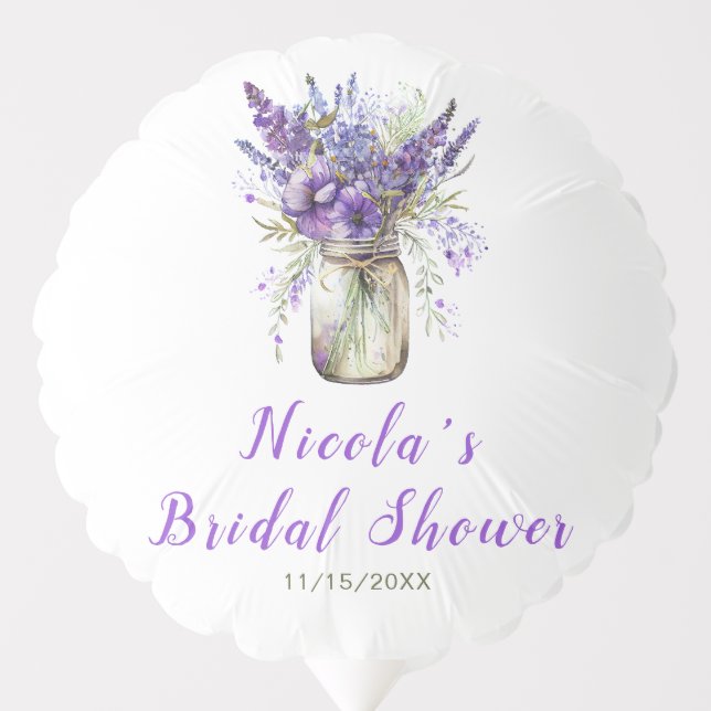Lavender Mason Jar Bridal Shower  Balloon (Front)