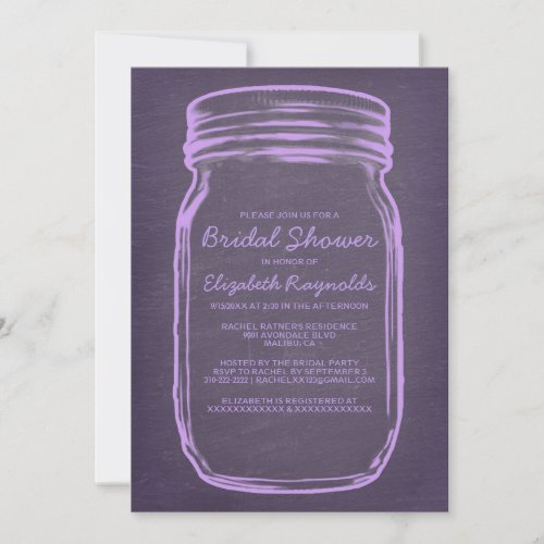 Lavender Mason Jar Bridal Shower Invitations