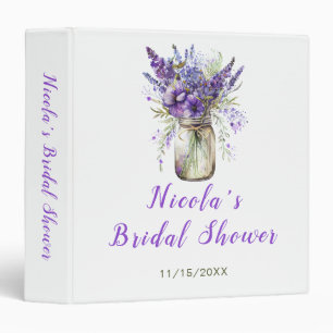 Lavender Mason Jar Bridal Shower Photo Album 3 Ring Binder