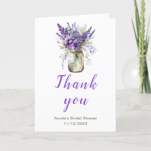 Lavender Mason Jar Bridal Shower Thank You Card