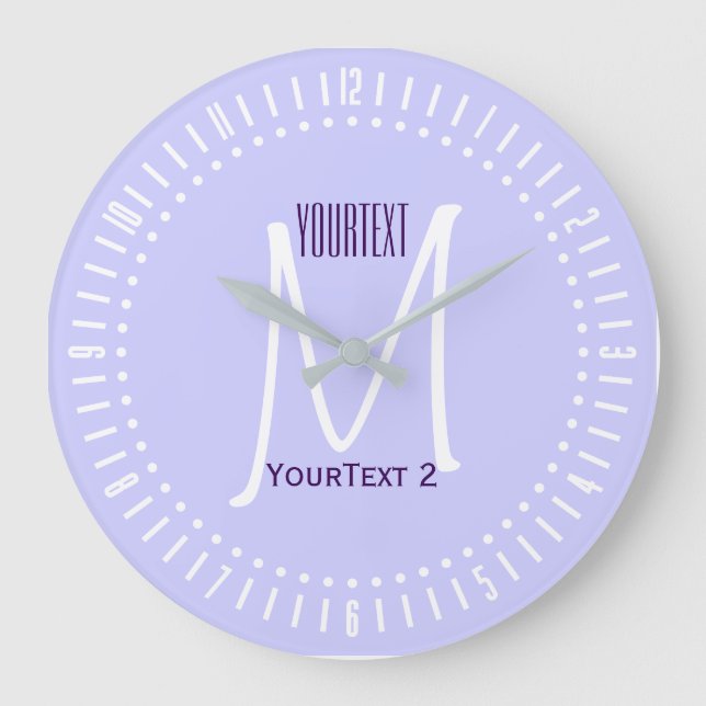 Lavender Mauve Accent Color to Personalize on Large Clock (Front)