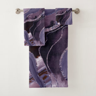 Lavender Mauve Agate Glitter Glam #1  Bath Towel Set
