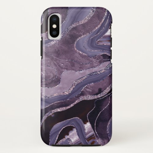 Lavender Mauve Agate Glitter Glam 1  iPhone X Case