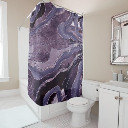 Lavender Mauve Agate Glitter Glam 1  Shower Curtain