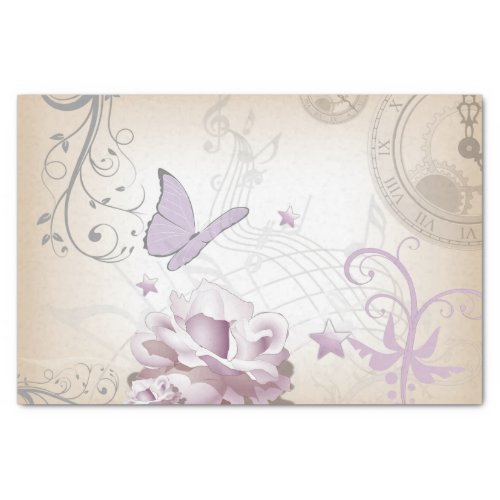 Lavender_Mauve  Beige Vintage Old World Butterfly Tissue Paper