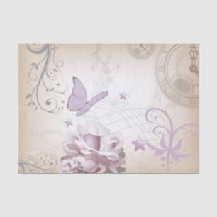 Lavender-Mauve & Beige Vintage Old World Butterfly Tissue Paper