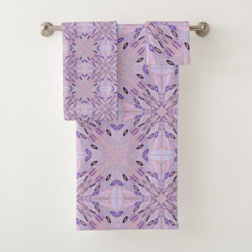 Lavender Mauve Pink Purple Geometric Abstract Art  Bath Towel Set