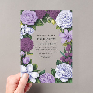 Lavender, Mauve & Plum Floral Wedding Acrylic Invitations