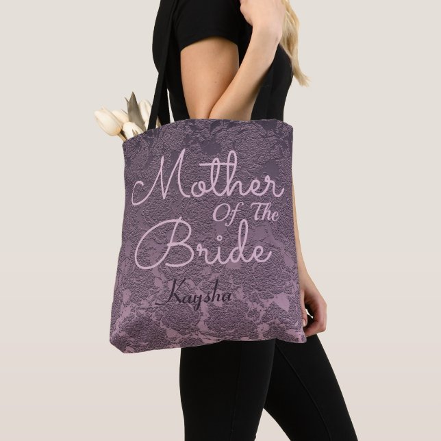 Lavender Mauve Purple Wedding Mother Of The Bride Tote Bag (Close Up)