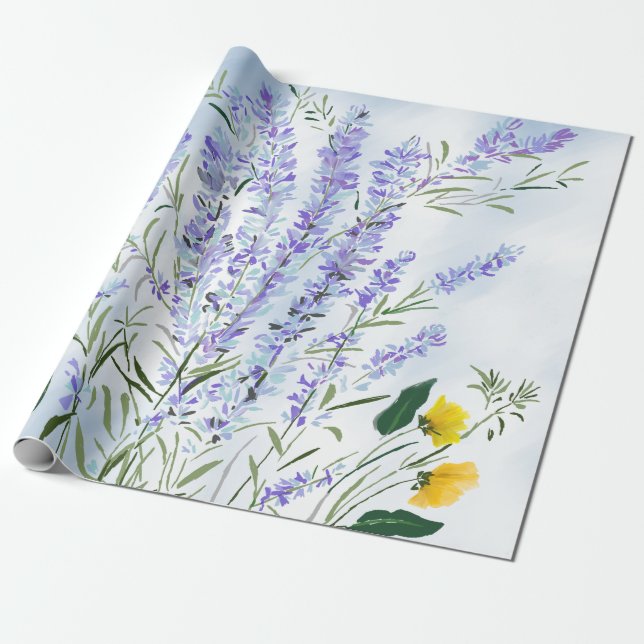 Lavender Meadow Impression Wrapping Paper (Unrolled)
