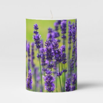 Lavender Meadow Pillar Candle by GiftsGaloreStore at Zazzle