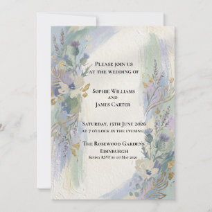 Lavender Meadow Wildflower Scottish Wedding Invitation