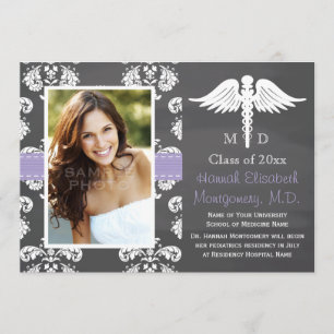 LAVENDER MEDICAL SCHOOL GRADUATION CHALKBOARD INVITATION