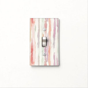 Lavender Melon Pink White Stripes Light Switch Cover