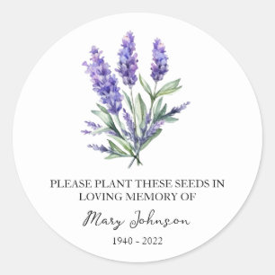 Lavender Memorial Funeral Seed Packet Classic Round Sticker