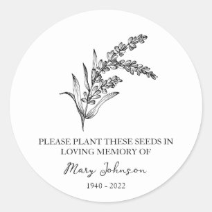 Lavender Memorial Funeral Seed Packet Classic Round Sticker