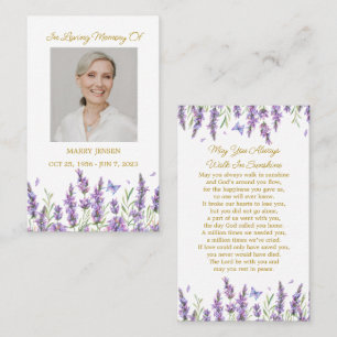 Lavender Memorial Photo Funeral Prayer Card