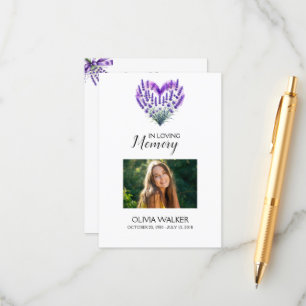 Lavender Memorial Poem Funeral Prayer Card