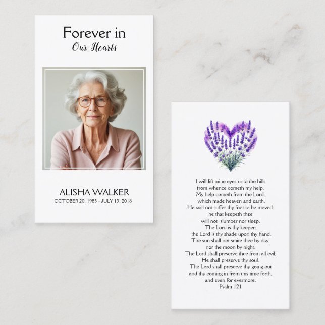  Lavender Memorial Prayer Card (Front/Back)