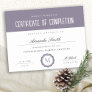Lavender Minimal Certificate of Completion Award