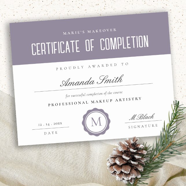Lavender Minimal Certificate of Completion Award (Creator Uploaded)