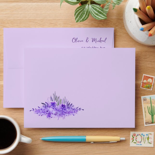 Lavender minimalist elegant Wedding Envelope (Desk)