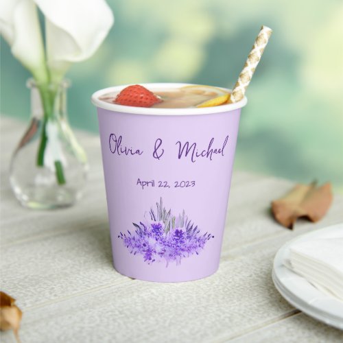 Lavender minimalist elegant Wedding Paper Cups