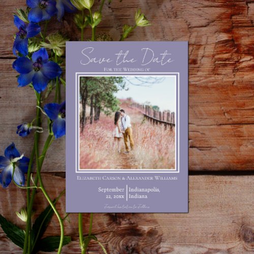 Lavender Minimalist Photo Save The Date