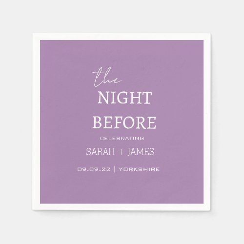 Lavender Minimalist the Night Before Wedding  Napkins