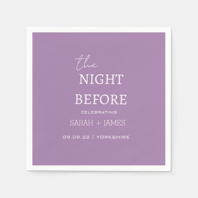 Lavender Minimalist the Night Before Wedding  Napkins (Front)