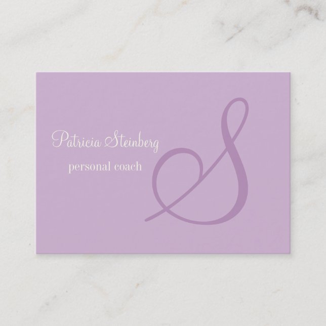 Lavender Minimalistic Monogram Business Card (Front)