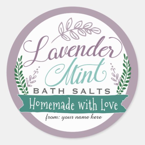 Lavender Mint Bath Salt Labels for Homemade gift