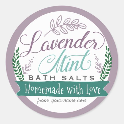 Lavender Mint Bath Salt Labels for Homemade gift