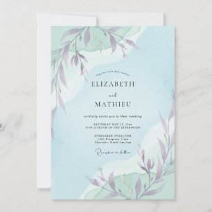 Lavender Mint Painted Vine Wedding Invitation
