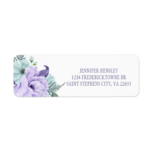 Lavender Mint Purple Peonies Return Address Label