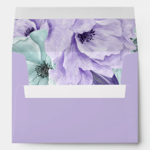 Lavender Mint Purple Watercolor Peonies Envelope