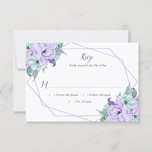 Lavender Mint Watercolor Peonies Geometric RSVP