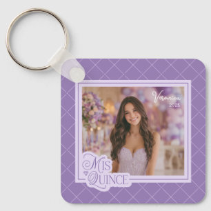 Lavender Mis Quince Quinceañera Photo Keepsake Keychain