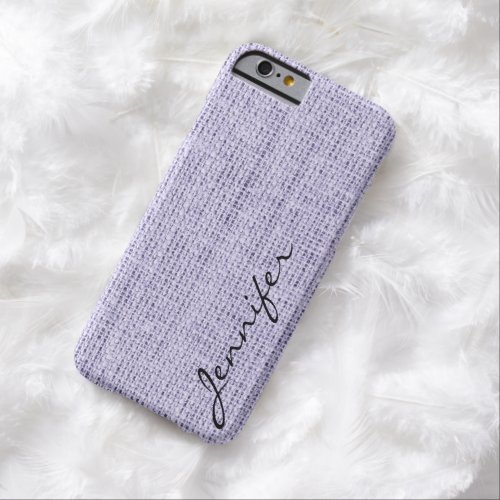 Lavender mist Burlap Rustic Linen Monogram Barely There iPhone 6 Case