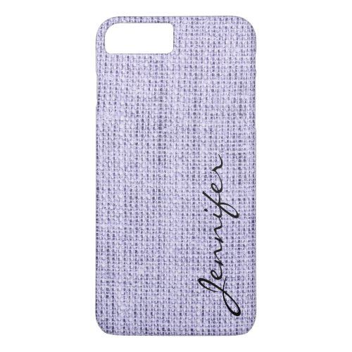Lavender mist Burlap Rustic Linen Monogram iPhone 8 Plus7 Plus Case