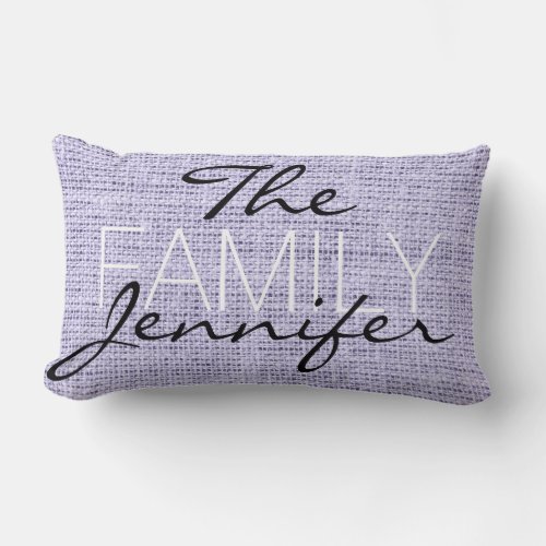 Lavender mist Burlap Rustic Linen Monogram Lumbar Pillow