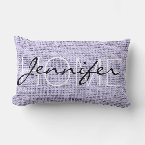 Lavender mist Rustic Burlap Monogram Lumbar Pillow