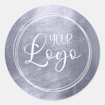 Lavender Mist Shiny Faux Foil For Your Logo Classic Round Sticker by purplestuff at Zazzle