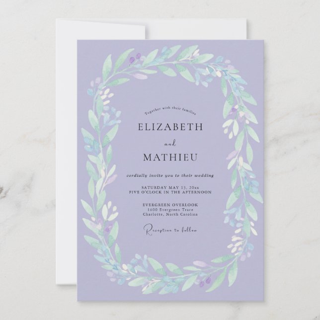 Lavender Misty Willow Wedding Invitation (Front)