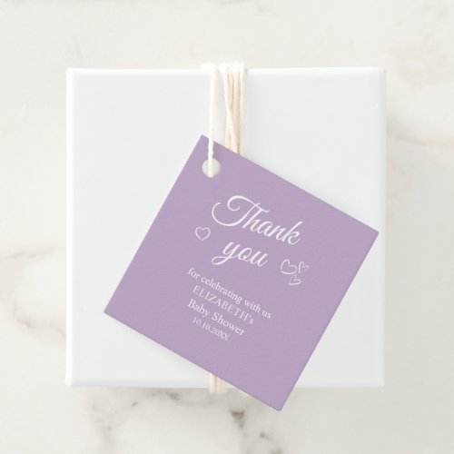 Lavender Modern Baby Shower Thank You Favor Tag