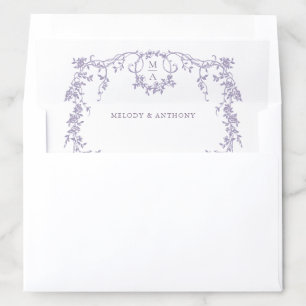 Lavender Modern Classic French Floral Wedding  Envelope Liner