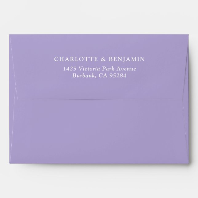 Lavender Modern Custom Wedding 5.25x7.25 Envelope (Back (Top Flap))