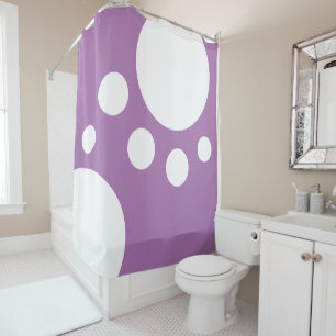 Lavender :  Modern Dots in White Shower Curtain
