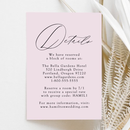 Lavender Modern Elegance Wedding Details Enclosure Card